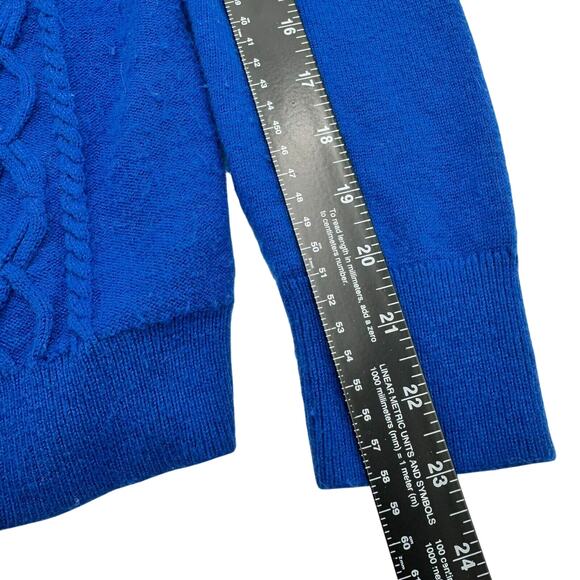 TALBOTS Women's Medium Royal Blue Lambswool Fisherman Cable Knit Tunic Sweater - Picture 9 of 9